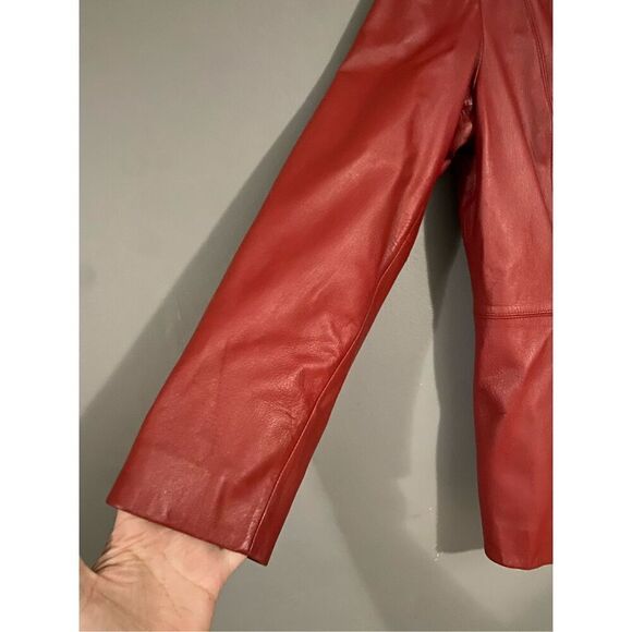 Preston & York Red Genuine Lamb Skin Leather Zip Jacket Vintage Size Medium - Picture 3 of 8